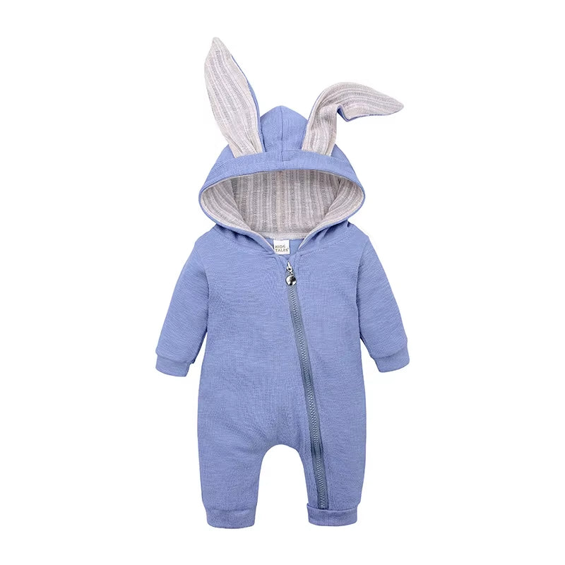 Autumn Newborn Clothes Baby Girls Pink Bunny Romper Infant Cute Cotton Jumpsuit Toddler Playsuit Overalls Boys Long Sleeve Cloth