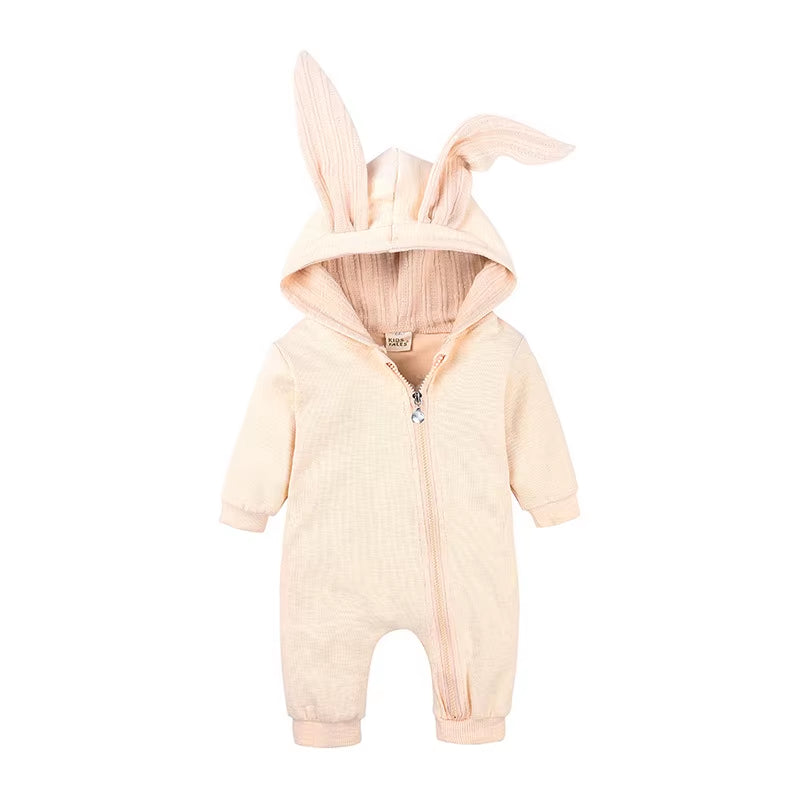 Autumn Newborn Clothes Baby Girls Pink Bunny Romper Infant Cute Cotton Jumpsuit Toddler Playsuit Overalls Boys Long Sleeve Cloth