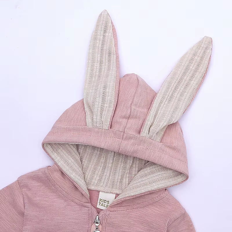 Autumn Newborn Clothes Baby Girls Pink Bunny Romper Infant Cute Cotton Jumpsuit Toddler Playsuit Overalls Boys Long Sleeve Cloth