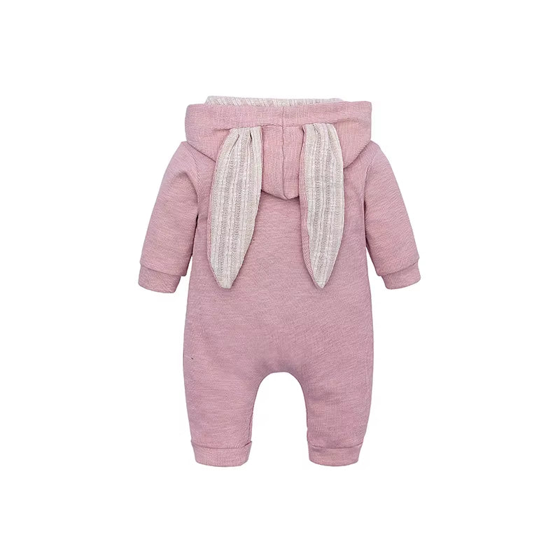 Autumn Newborn Clothes Baby Girls Pink Bunny Romper Infant Cute Cotton Jumpsuit Toddler Playsuit Overalls Boys Long Sleeve Cloth