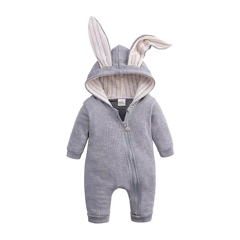 Autumn Newborn Clothes Baby Girls Pink Bunny Romper Infant Cute Cotton Jumpsuit Toddler Playsuit Overalls Boys Long Sleeve Cloth