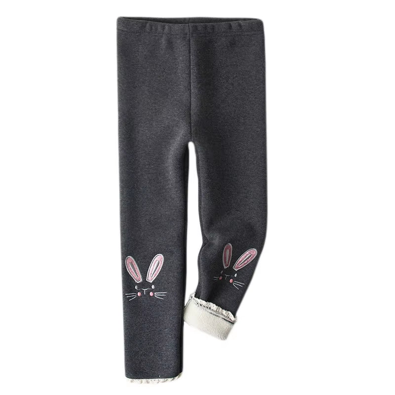 Girls Cotton Warm Leggings Winter Kids Cartoon Thick Velvet Pants for Baby Girls Children Cute Trousers Clothes Outfits Bootcut