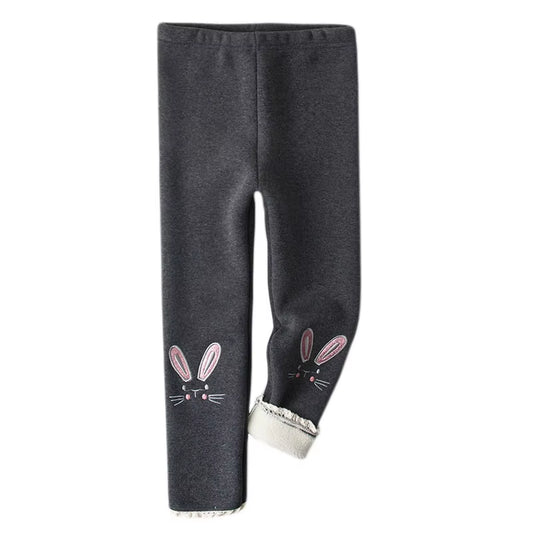 Girls Cotton Warm Leggings Winter Kids Cartoon Thick Velvet Pants for Baby Girls Children Cute Trousers Clothes Outfits Bootcut