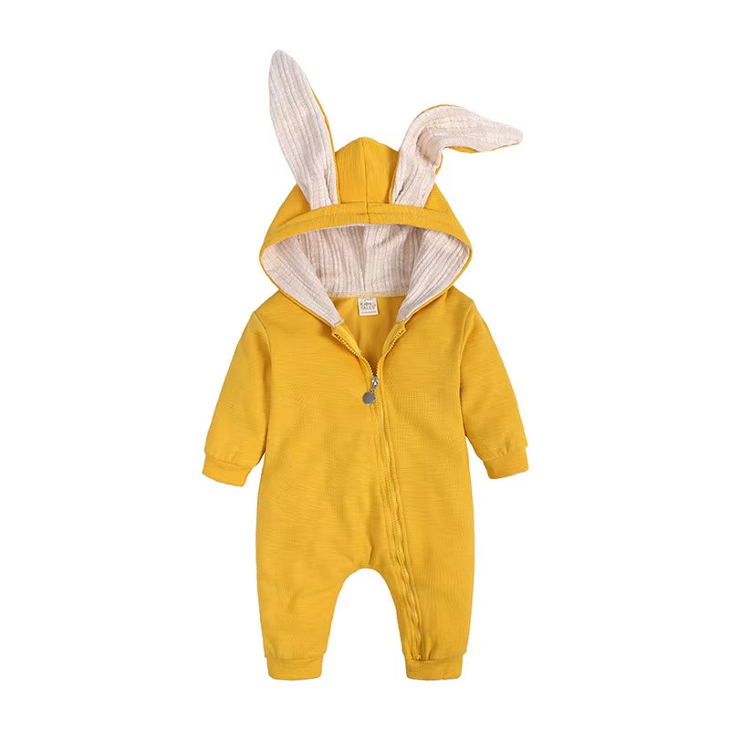 Autumn Newborn Clothes Baby Girls Pink Bunny Romper Infant Cute Cotton Jumpsuit Toddler Playsuit Overalls Boys Long Sleeve Cloth