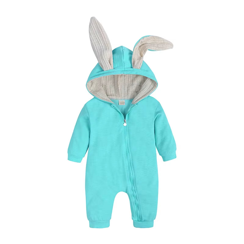 Autumn Newborn Clothes Baby Girls Pink Bunny Romper Infant Cute Cotton Jumpsuit Toddler Playsuit Overalls Boys Long Sleeve Cloth