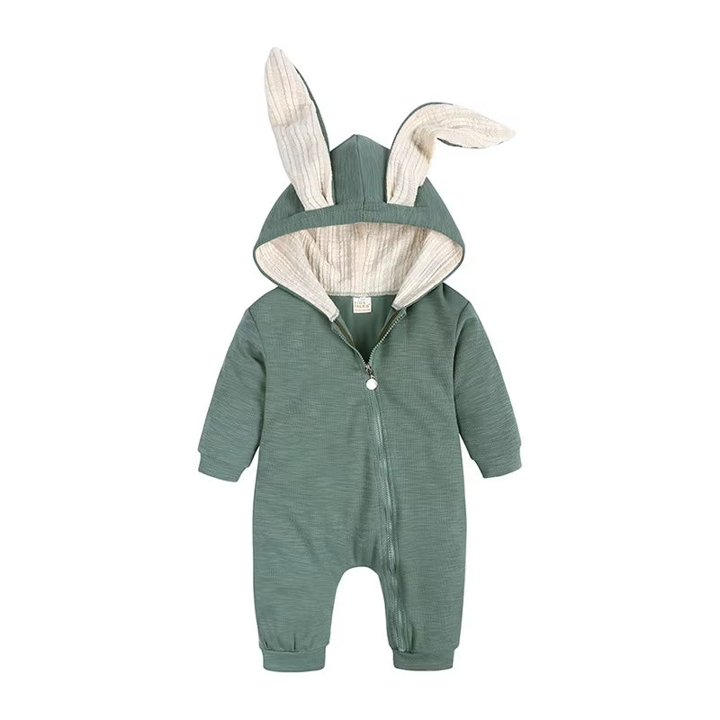 Autumn Newborn Clothes Baby Girls Pink Bunny Romper Infant Cute Cotton Jumpsuit Toddler Playsuit Overalls Boys Long Sleeve Cloth