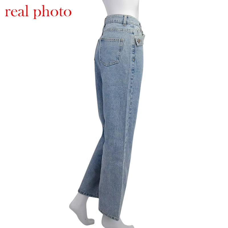 Casual Fashion Straight Denim High Waist Jeans Women Pants Fall Winter 2025 Harajuku Boyfriend Jeans Loose Bottom