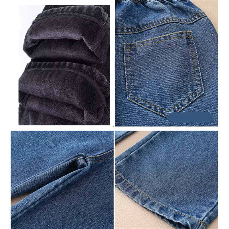 Teenage Girls Retro Jeans Spring Autumn Casual Fashion Kids Wide Leg Straight Jeans Pants School Children Denim Trousers 5-14Y