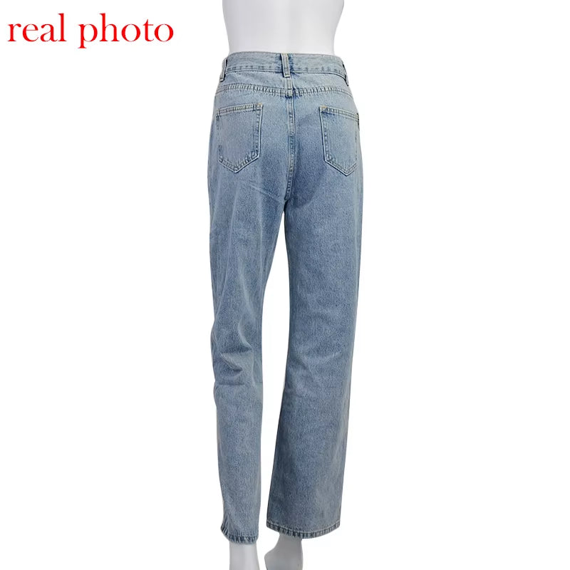 Casual Fashion Straight Denim High Waist Jeans Women Pants Fall Winter 2025 Harajuku Boyfriend Jeans Loose Bottom