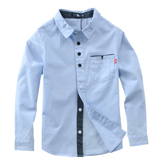 Hot Sale Children Boys Shirts Spring 2023 Fashion Solid Color Kids Baby Shirts Children Clothing Shirt White Long Sleeve 3-12Yrs